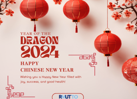 Red and Beige Modern Chinese New Year Greeting Facebook Post